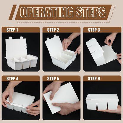 30 Pack 3 Compartment Take Out Food Containers, 7.5x5.4x2.6" Bamboo Pulp Paper Take Out Boxes, Disposable To Go Container Take Out Containers, Greaseproof Paper Bento Box Takeout Lunch Boxes with Lid