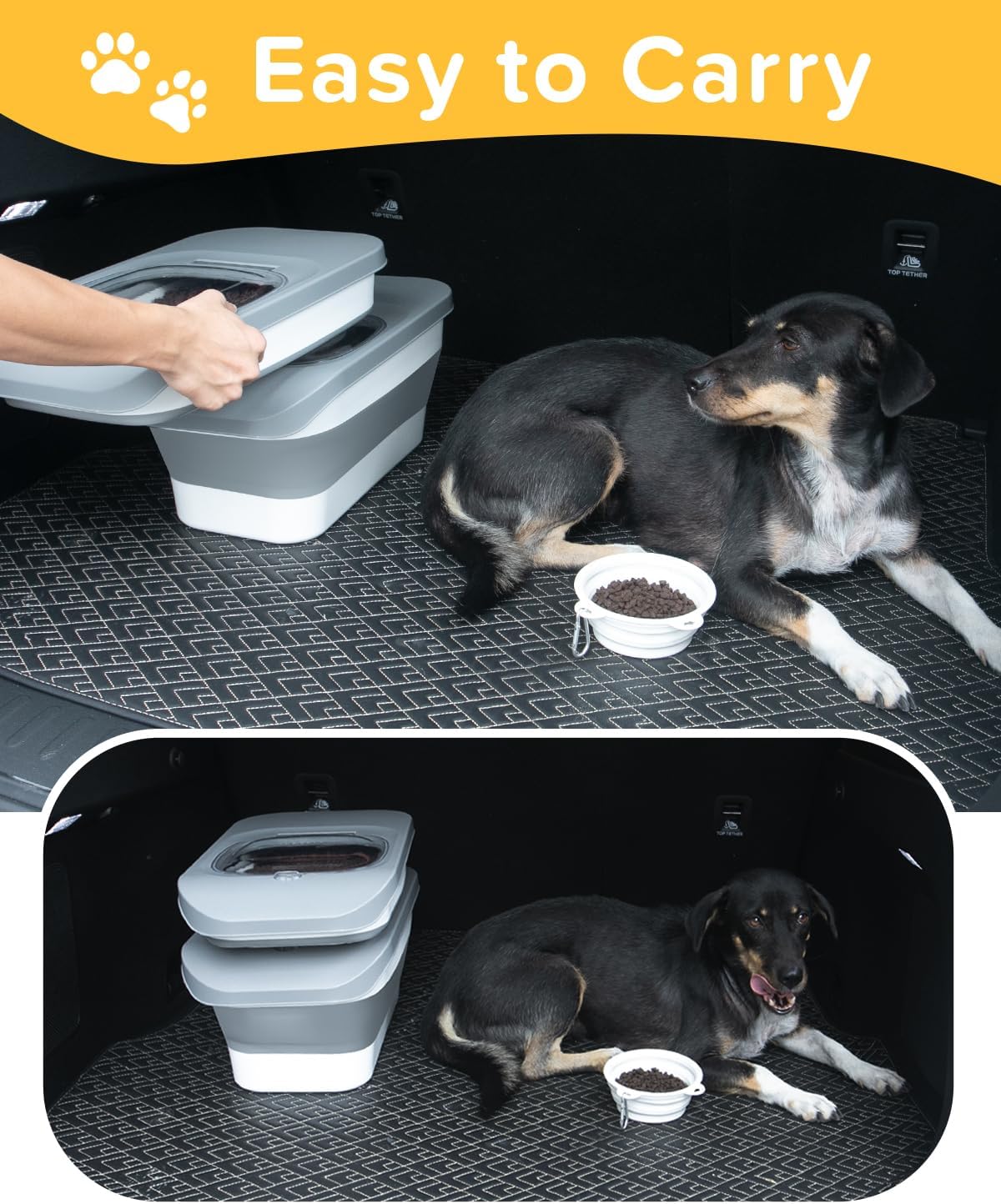 25-28Lbs Dog Food Storage Container Airtight,Collapsible Pet Food Storage | Dog Food Container with Handle,Wheels,Double Airtight Seal Fresh,Save Space,Pest/Mouse-proof,Small Cat Food Container,Scoop