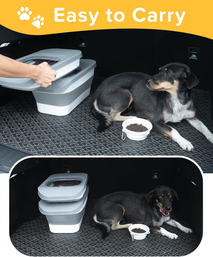 25-28Lbs Dog Food Storage Container Airtight,Collapsible Pet Food Storage | Dog Food Container with Handle,Wheels,Double Airtight Seal Fresh,Save Space,Pest/Mouse-proof,Small Cat Food Container,Scoop