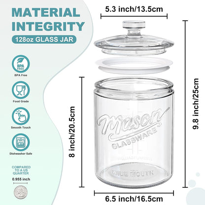 Ritayedet 2 Pack 1 Gallon Cookie Jars, Sourdough Starter Jar with Lids | Wide Mouth Food Storage Containers for Flour, Sugar, Sourdough Starter, Candy, Coffee, Dog Treat, Apothecary, Laundry
