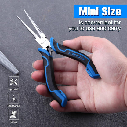 SPEEDWOX Long Reach Bent Needle Nose Pliers With Smooth Jaw Angled Needle Nose Pliers For Jewelry Making Fish Bone Pliers Tweezers Bent Chain Nose Pliers For Wire Bending And Small Object Gripping