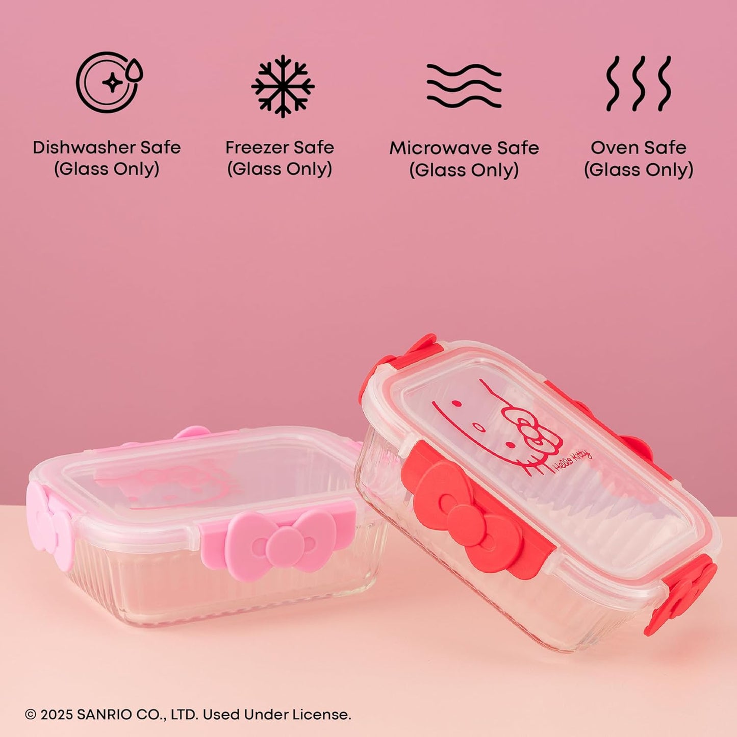 JoyJolt Disney Mickey & Minnie Glass Food Storage Containers with Lids, 2x Airtight Borosilicate Glass Storage Containers with Lids for Kitchen, Reusable Lunch Meal Prep Container, Disney Gifts | Red