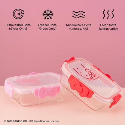 JoyJolt Disney Mickey & Minnie Glass Food Storage Containers with Lids, 2x Airtight Borosilicate Glass Storage Containers with Lids for Kitchen, Reusable Lunch Meal Prep Container, Disney Gifts | Red