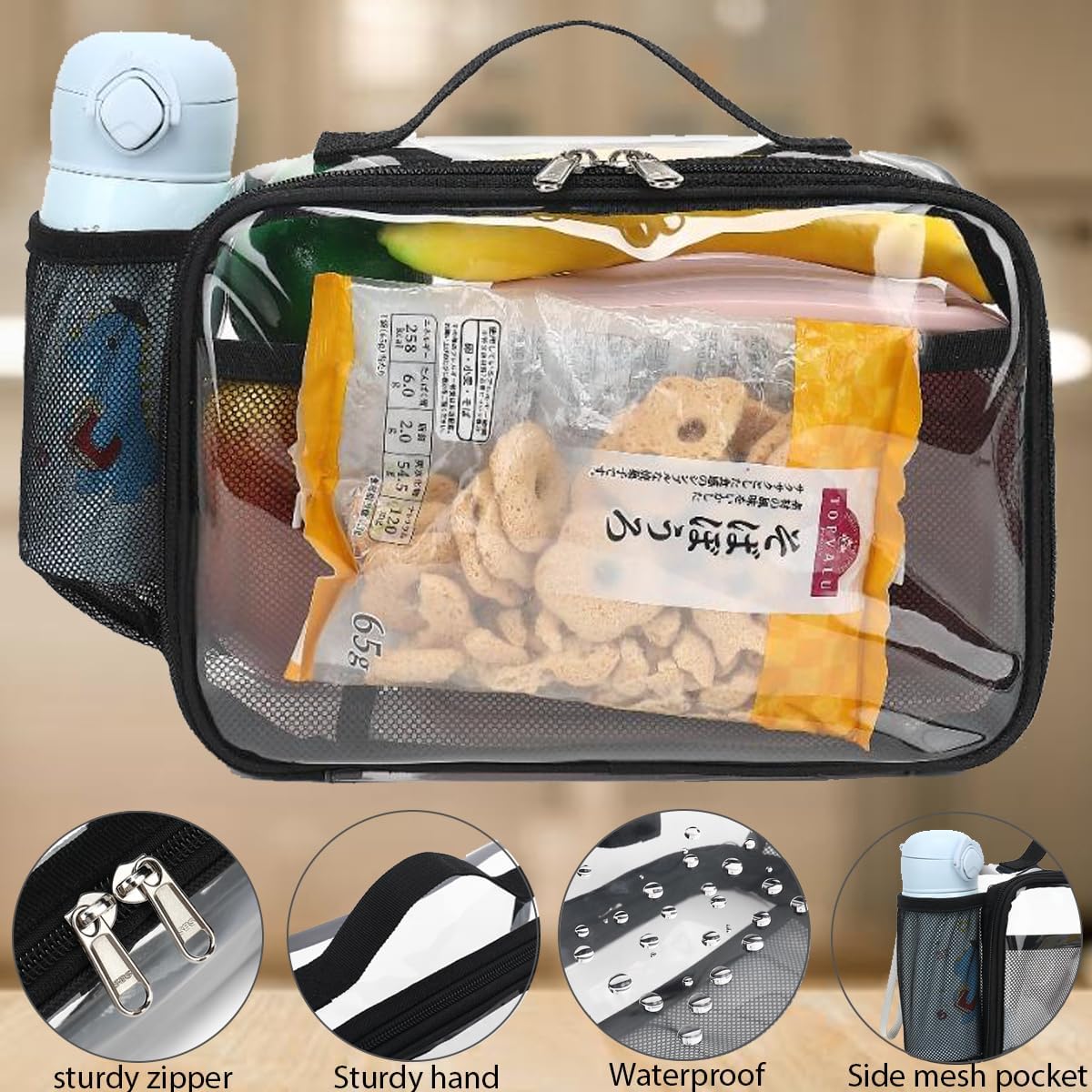 GYEUKHAM Insulated Lunch Box for School, Thermal Reusable Durable Freezable Lunch Bags for Kids Boys Girls Men Women - Small Soft Cooler Portable Lunch Tote Kit for Work Picnic Travel,Black