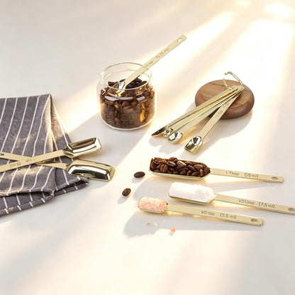Gold Measuring Spoons, 18/8 Stainless Steel