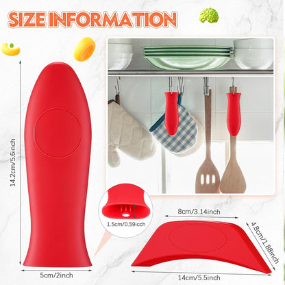 Domensi 4 Pcs Silicone Hot Handle Holder Set Cast Iron Skillet Handle Covers Heat Resistant Silicone Assist Handle Holder for Frying Pans Cast Iron Skillet Griddles Cookware(Grey)