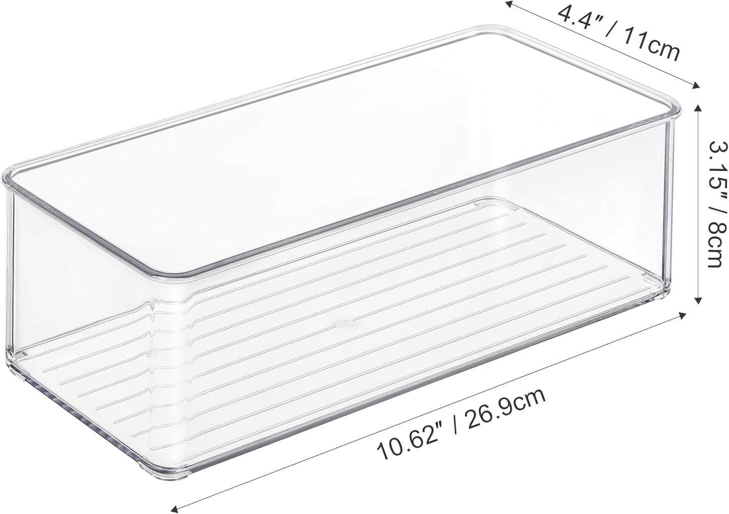 Heyuzb 8 PACK Freezer Organizer Bins Fridge Organizers and Storage Stackable Refrigerator Organizers Bins with Side Handles Clear Storage Bins for Pantry, Under Sink, Kitchen Cabinet