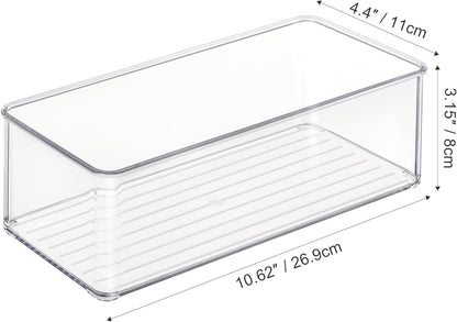 Heyuzb 8 PACK Freezer Organizer Bins Fridge Organizers and Storage Stackable Refrigerator Organizers Bins with Side Handles Clear Storage Bins for Pantry, Under Sink, Kitchen Cabinet