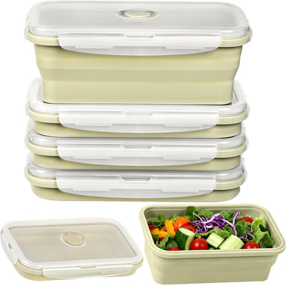 Large Silicone Food Storage Containers 68oz/2000ml 4 Pack | Collapsible Meal Prep Containers, Airtight Leakproof Lid, Containers for Camping, Microwave Freezer Dishwasher Safe