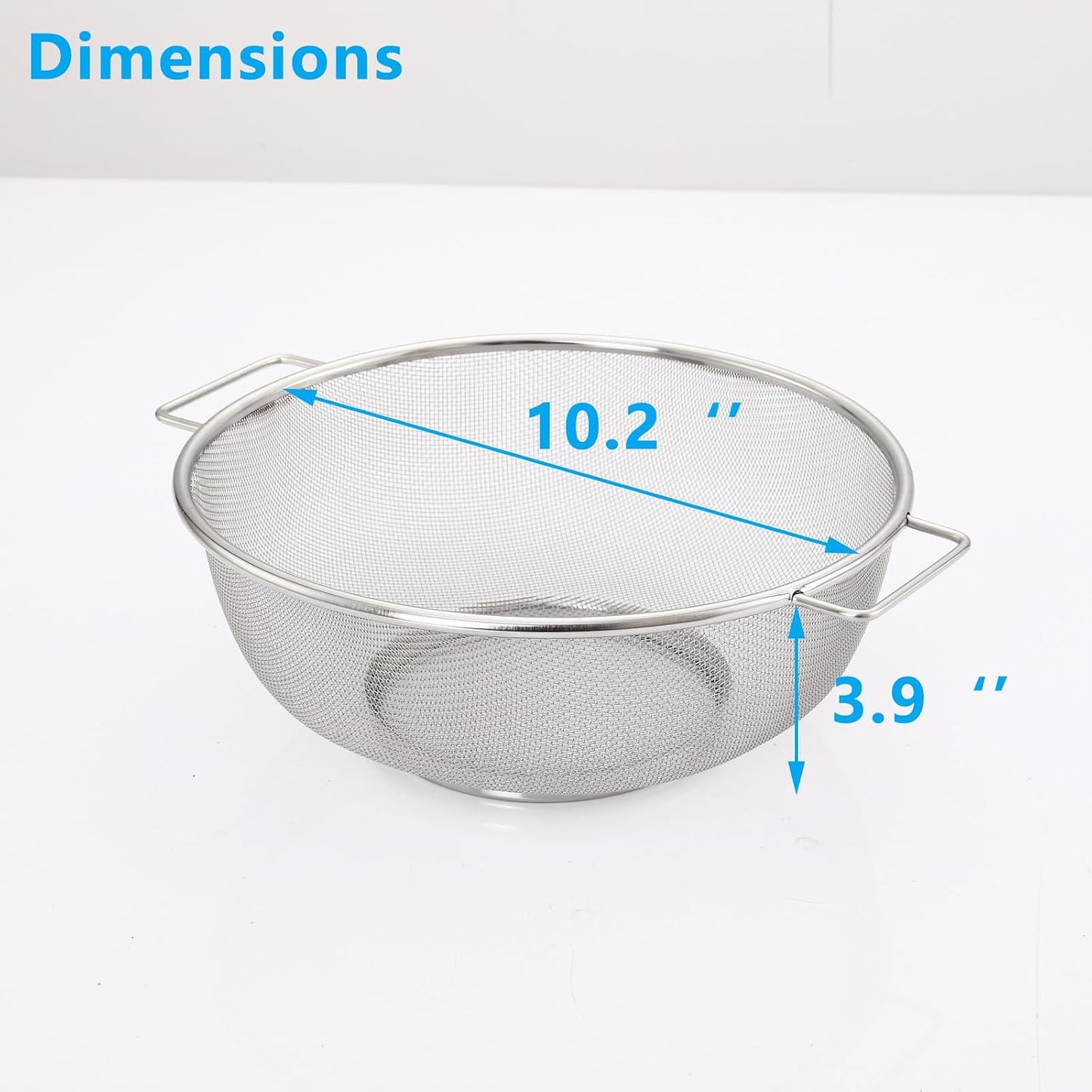 Over The Sink Colander, Stainless Steel Expandable Strainer Basket, Extendable Handles, Dishwasher Safe for Pasta Vegetables Fruits