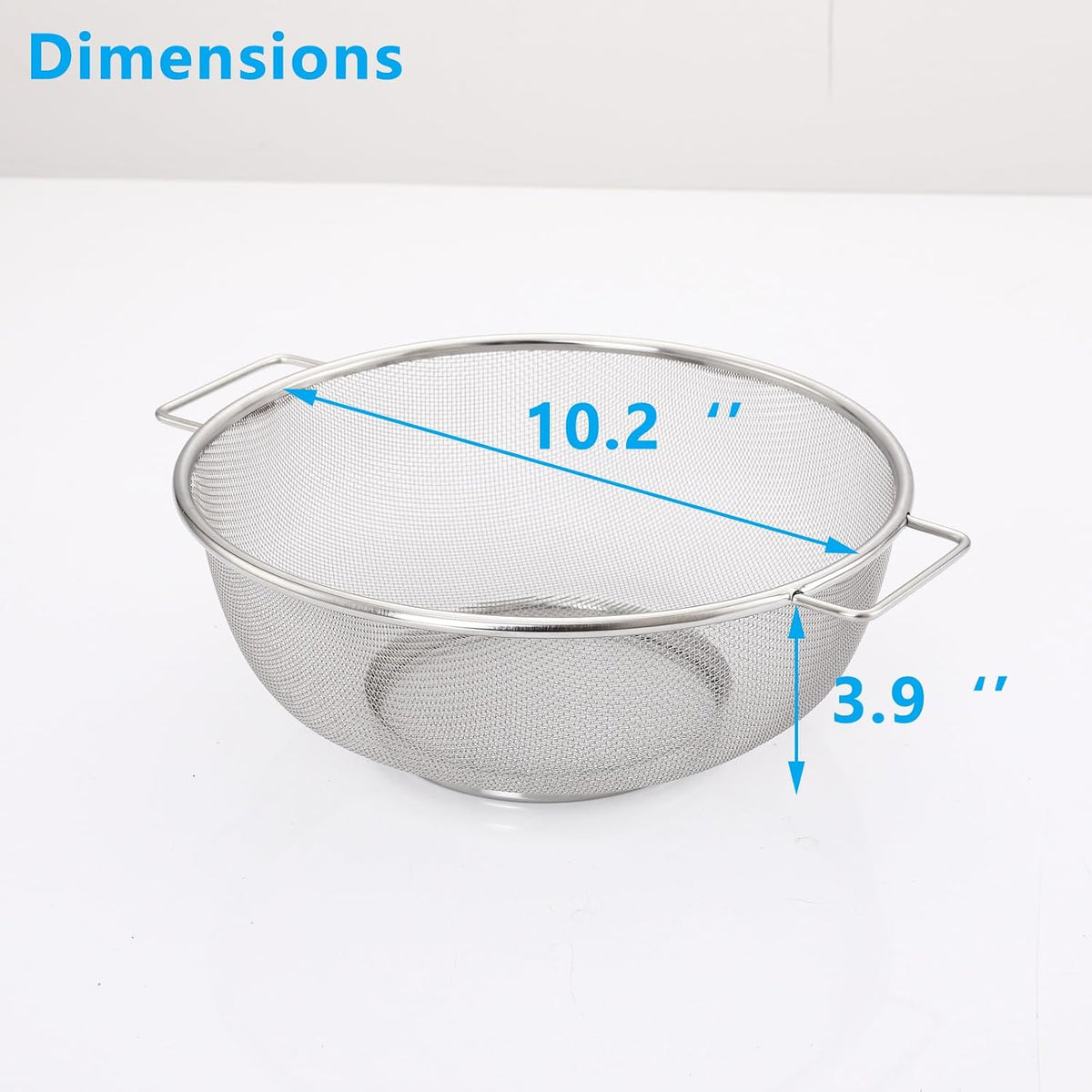 Over The Sink Colander, Stainless Steel Expandable Strainer Basket, Extendable Handles, Dishwasher Safe for Pasta Vegetables Fruits