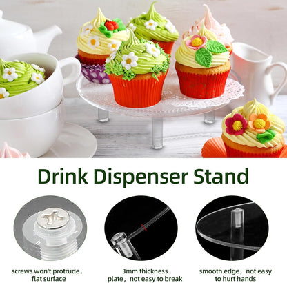 1 Piece Clear Drink Dispenser Stand, Fit Max 7.87 Inch Diameter of Glass Beverage Dispenser, Acrylic Plant Stand for Parties and Events (Height: 9.8cm/4"）