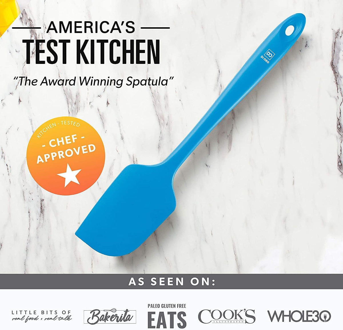 DI ORO Large Silicone Spatula - 600F Heat Resistant, Black