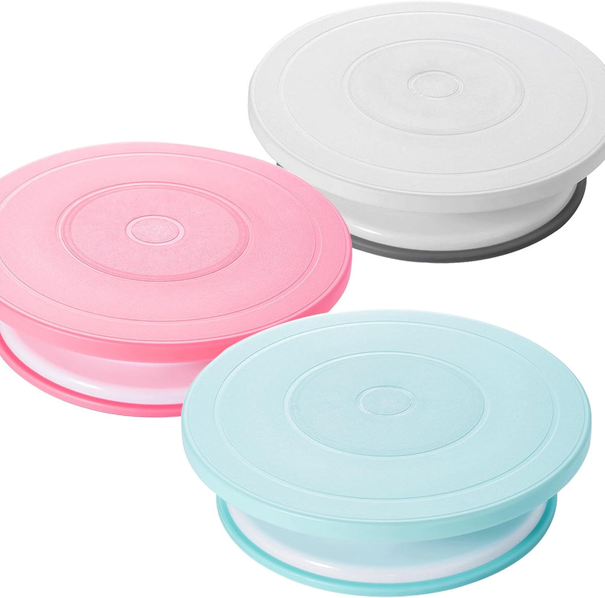 3 Pcs 11 Inch Rotating Cake Turntable, Smooth 360° Revolving Cake Stand