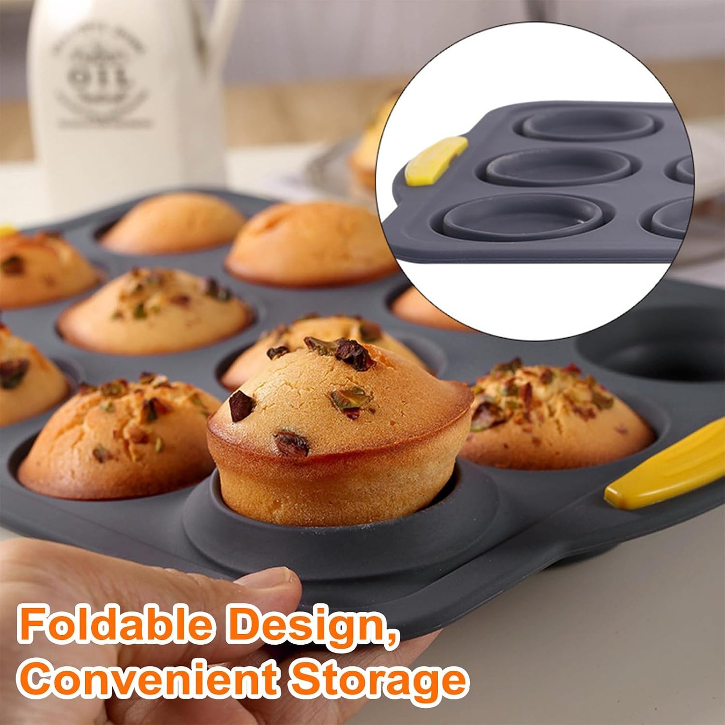 Silicone Muffin Pan, Cupcake Pan, Set of 2, 12-Cup Muffin Pans, Non-Stick Bakeware, Silicone Muffin Pan for Baking, Easy to Release and Clean, Molds for Homemade Cupcakes & Muffins (Blue)