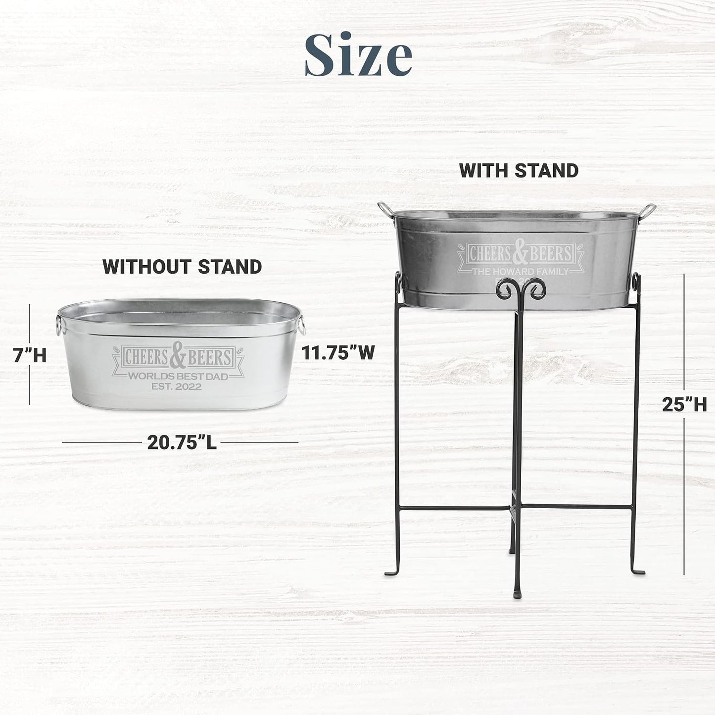 Let's Make Memories Personalized Beverage Tub - Custom Beverage Tub - Customize With Name & initial - Galvanized Drink Tub - 20 ¾"L x 11 ¾"W x 7" H - 5.5 Gallons