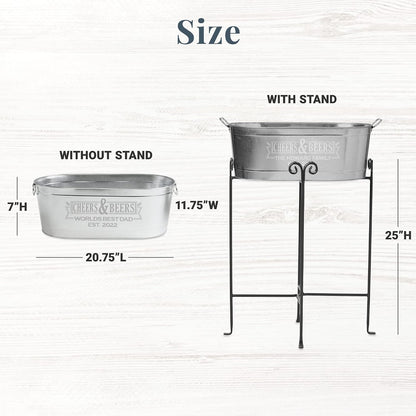 Let's Make Memories Personalized Beverage Tub - Custom Beverage Tub - Customize With Name & initial - Galvanized Drink Tub - 20 ¾"L x 11 ¾"W x 7" H - 5.5 Gallons