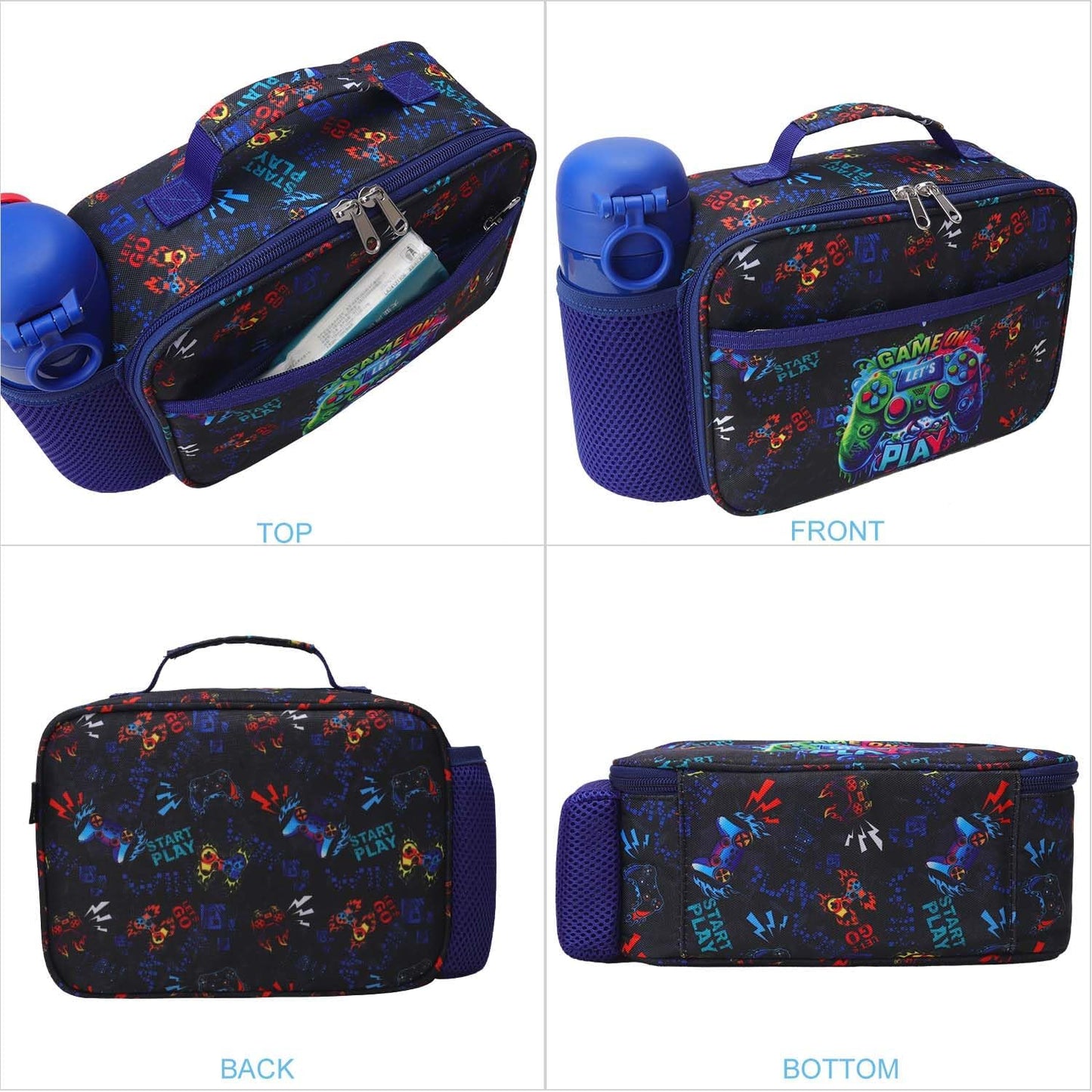 RHCPFOVR Kids Lunch Bag - Insulated Lunch Box for Boys Girls,Washable Lunch Bag and Reusable Toddler Leak-proof Lunchbox for School and Daycare - Colors B