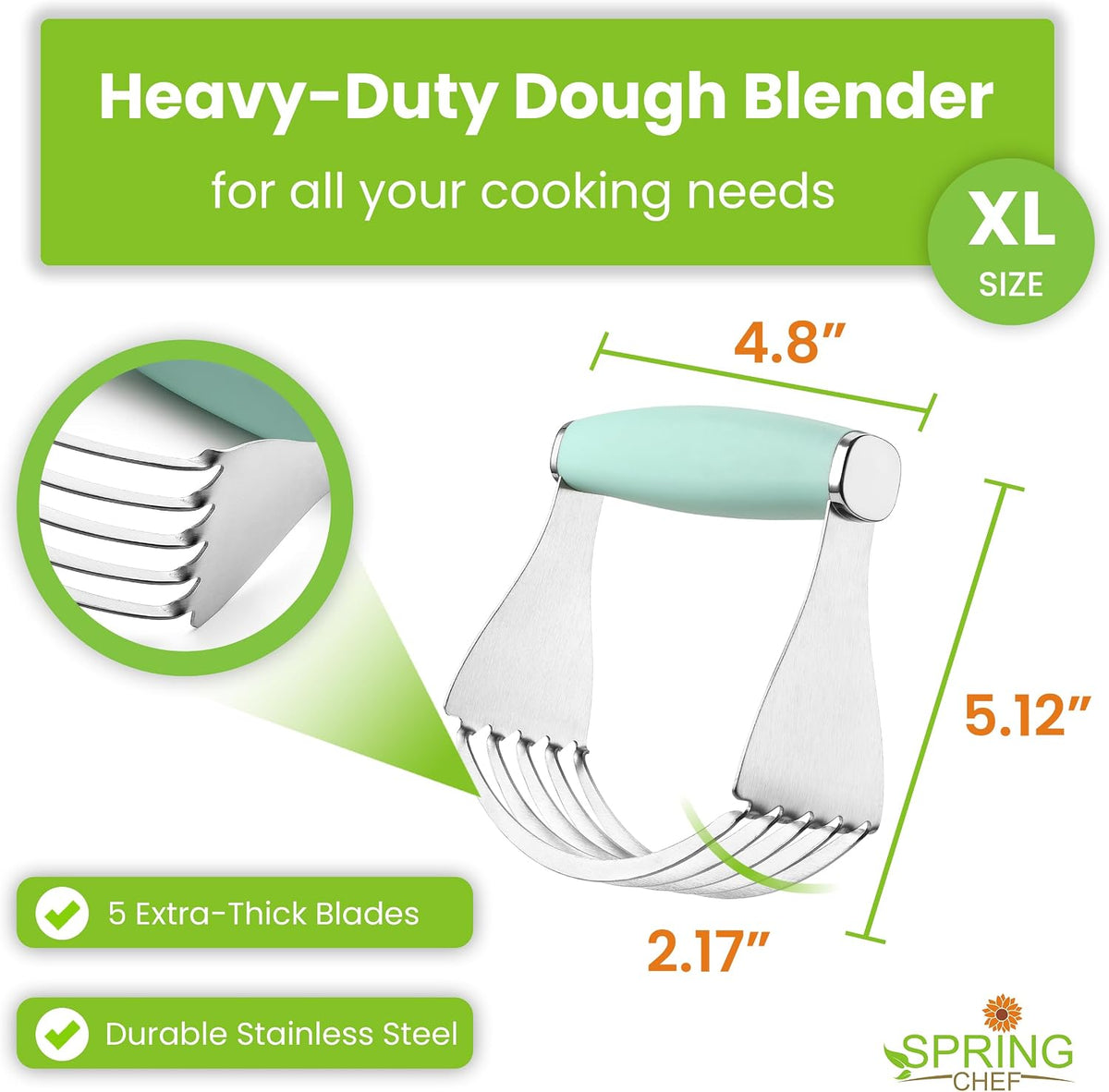 Spring Chef XL Pastry Blender, Durable Dough Blender For Baking - Black