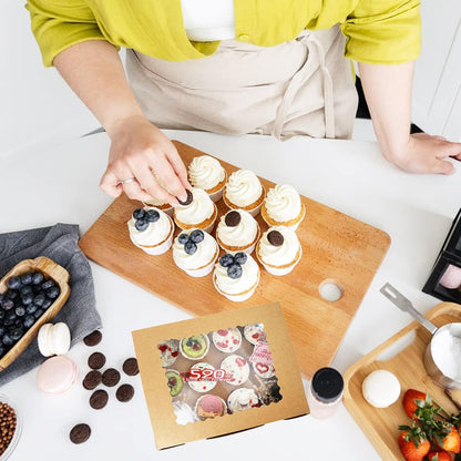 3-Set Cupcake Boxes Bulk with Clear Display Window Hold 12 Standard Cupcakes, Disposable Food Grade White Cupcake Carrier Cupcake Container, Perfect for Cupcakes Muffins Cookies Pastries