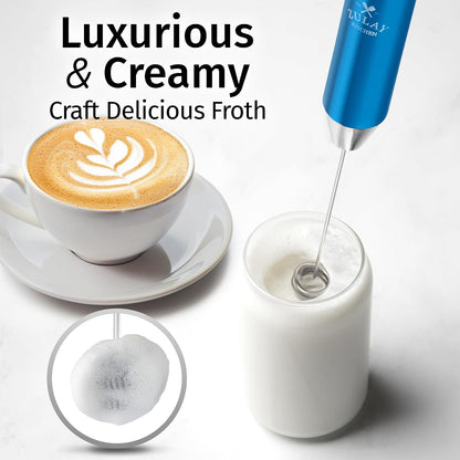 Zulay Kitchen Rechargeable Milk Frother Handheld - Frother Wand, Drink Mixer, Electric Whisk Frother, for Cappuccinos, Matcha & Protein Powder - Dynamic 3 Whisk, 3 Speed 500mAh Black - Colors B