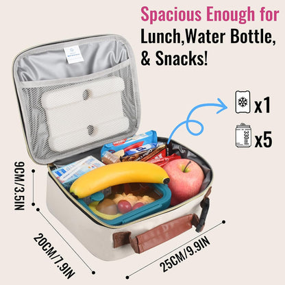 Genteen Lunch Box for Kids, Boys - Insulated Small LunchBox Reusable, Zip Closure & Buckle Handle, Portable Cooler for Work, School, Travel (Lake Green)