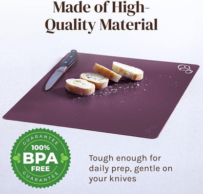 Extra Thick Flexible Plastic Cutting Board Mats, Set of 6 for Kitchen, BPA Free, Non-Slip Waffle Back, Dishwasher Safe Cutting Boards, Color Coded with Food Icons, 15x12 Inch - Cooler Kitchen