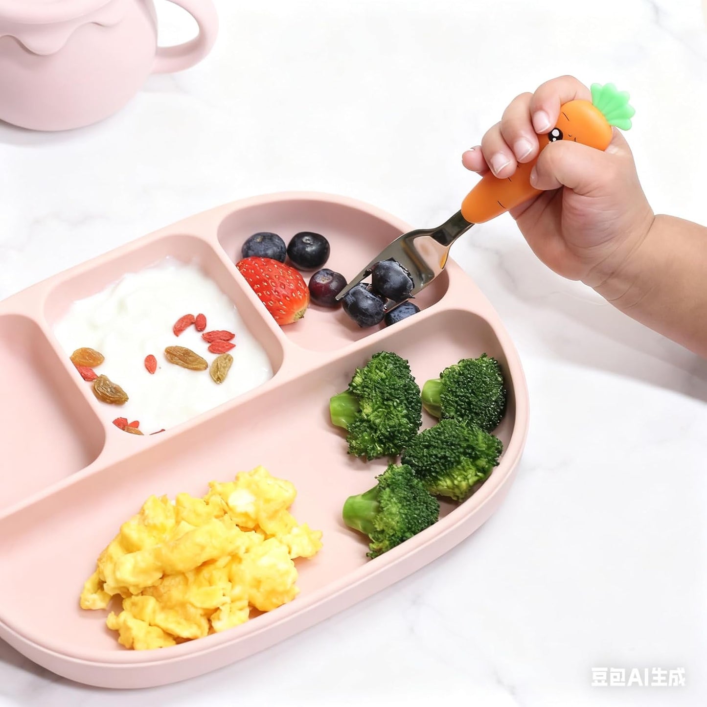 Ginbear Toddler Utensils with Case, Non-toxic Kids Spoons and Forks for Ages 18 Months+, Cute Child Flatware Set