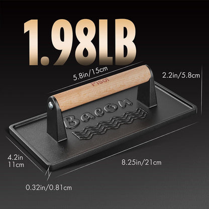 Pisol Cast Iron Smash Burger Press, Steak Weight Bacon Meat Press Tool