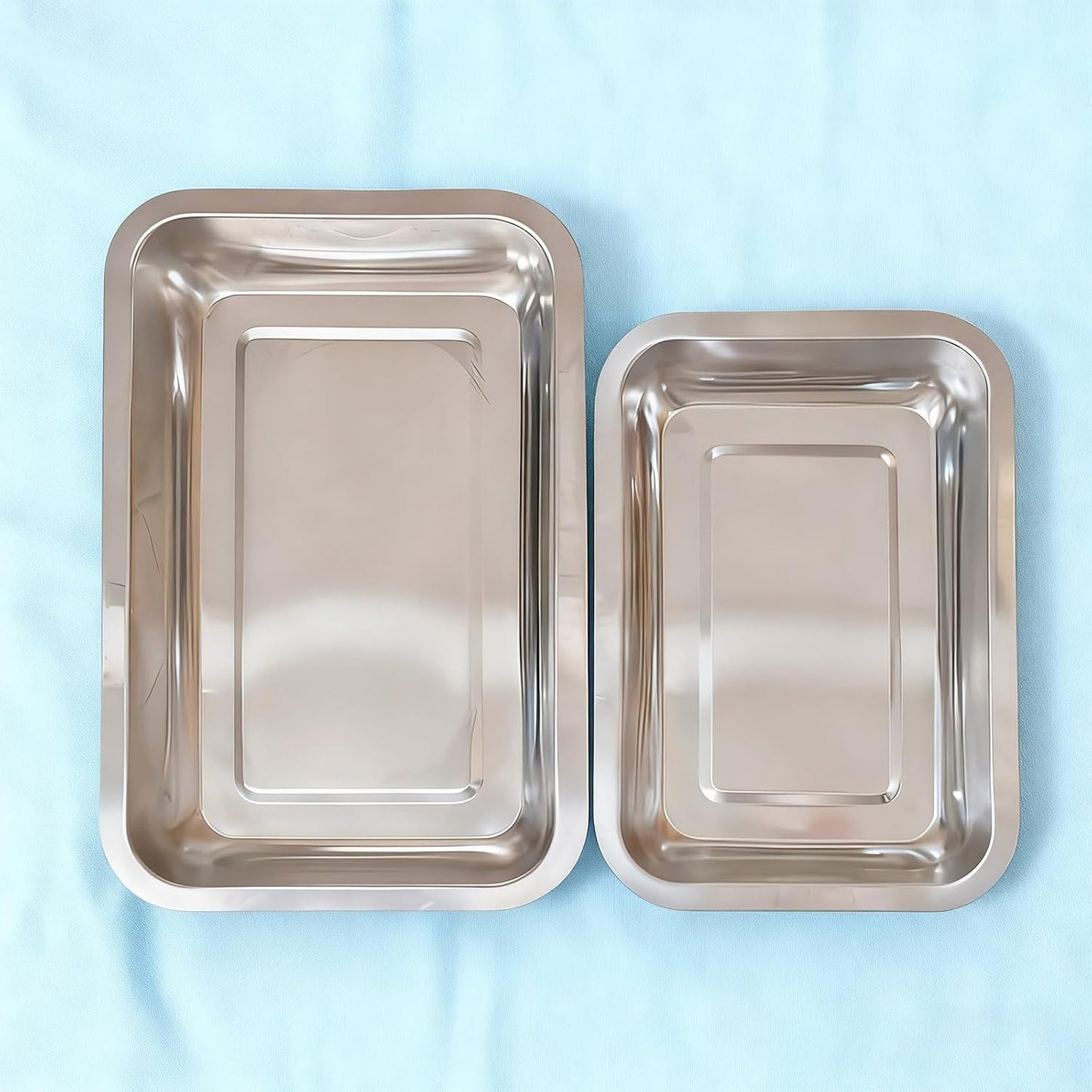 3 Pack Stainless Steel Breading Trays Set,Breading Pans for Marinating, and Prepping Meat Chicken and Fish 10.4" x 7.7" x 1.9"