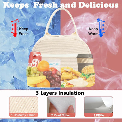 GYEUKHAM Lunch Bag Women, Lunch Box for Adult Men Kids Girls, Small Cute Lunchbox Tote Large Capacity Insulated Lunch Container Cooler for Work School Picnic Travel, Black White Stripes