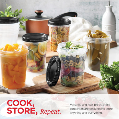 Tafura 10 Pack Leakproof Freezer Containers for Food with Twist Top Lids - 32 Oz BPA Free Reusable Plastic Soup Containers with Screw On Lids - Ideal for Meal Prep, Leftovers & Pantry Organization