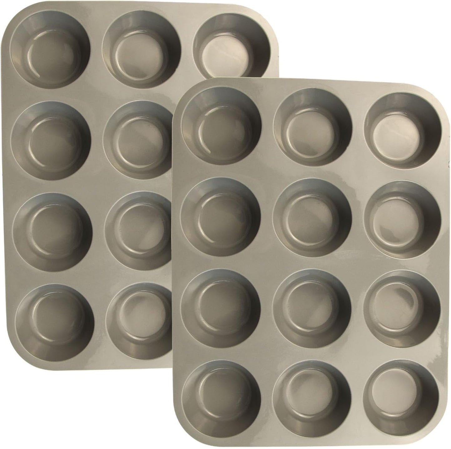 24 Cups Silicone Mini Muffin Pan Set, Nonstick Mini Cupcake Pans, BPA Free Small Muffin Tin for Baking, Set of 2 (Green+Purple)