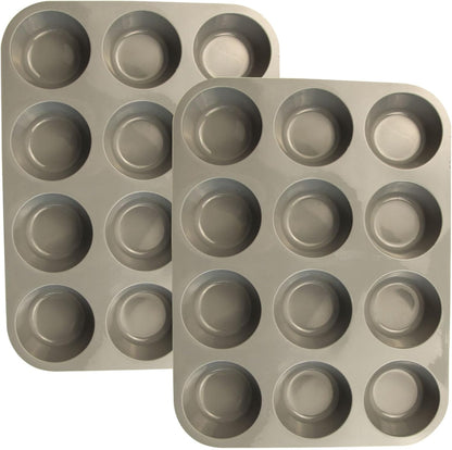 24 Cups Silicone Mini Muffin Pan Set, Nonstick Mini Cupcake Pans, BPA Free Small Muffin Tin for Baking, Set of 2 (Green+Purple)