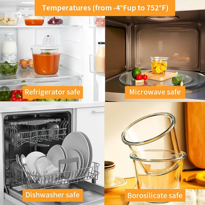 H.JSS WDJS 3Cup Round Glass Food Storage Containers with Airtight lids, 23oz Glass Meal Prep Containers, Heat-Resistant BPA-Free for Soup Leftover, Microwave, Dishwasher and Fridge Safe (white-4Pack)