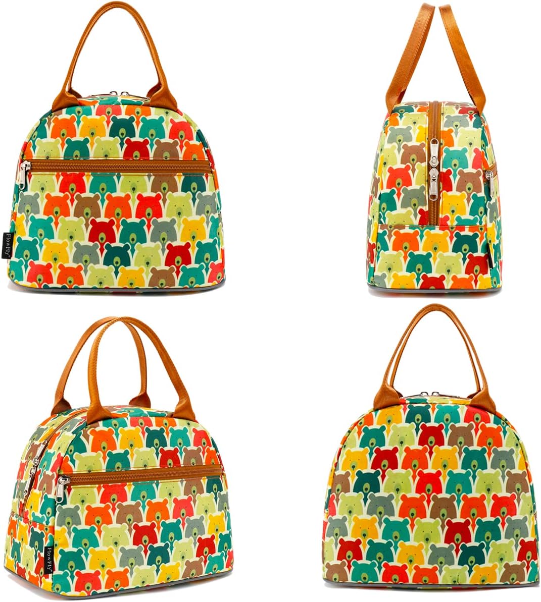 FlowFly Insulated Lunch Cooler Bag - Tote Bag Organizer for Women/Men, Black - Colors B
