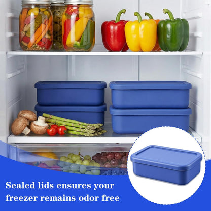 Keneaoeo 6 Pcs 2 Cup Silicone Freezer Molds Freezer Tray with Lid Reusable Food Storage Containers for Soups Sauces Stews Meal Prep, Bpa Free, Microwave & Dishwasher Safe