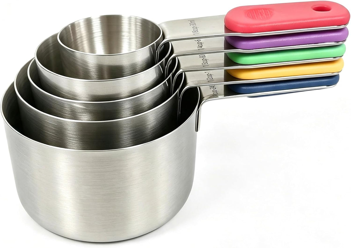 Magnetic Handles Stainless Steel Measuring Cups, Black, Kitchen Gadgets for Measure Liquid and Dry Ingredients, Cooking & Baking