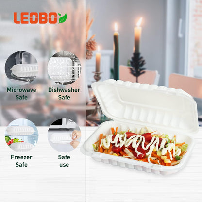 Takeout Container Mineral Filled PP Plastic - 7.8 Inch 30oz 65 Pack BPA Free 3 Compartments Shrink Wrap Bento Box | Freezer & Microwave Safe for Picnic | Black Reusable & Disposable Containers