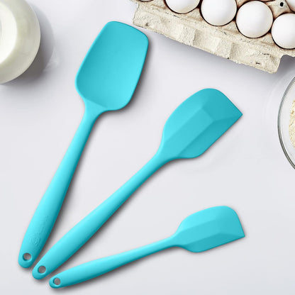Silicone Spatula 3-piece Set, Ergonomic Handle High Heat-Resistant Spatulas, Non-stick Rubber Spatulas with Stainless Steel Core, Black