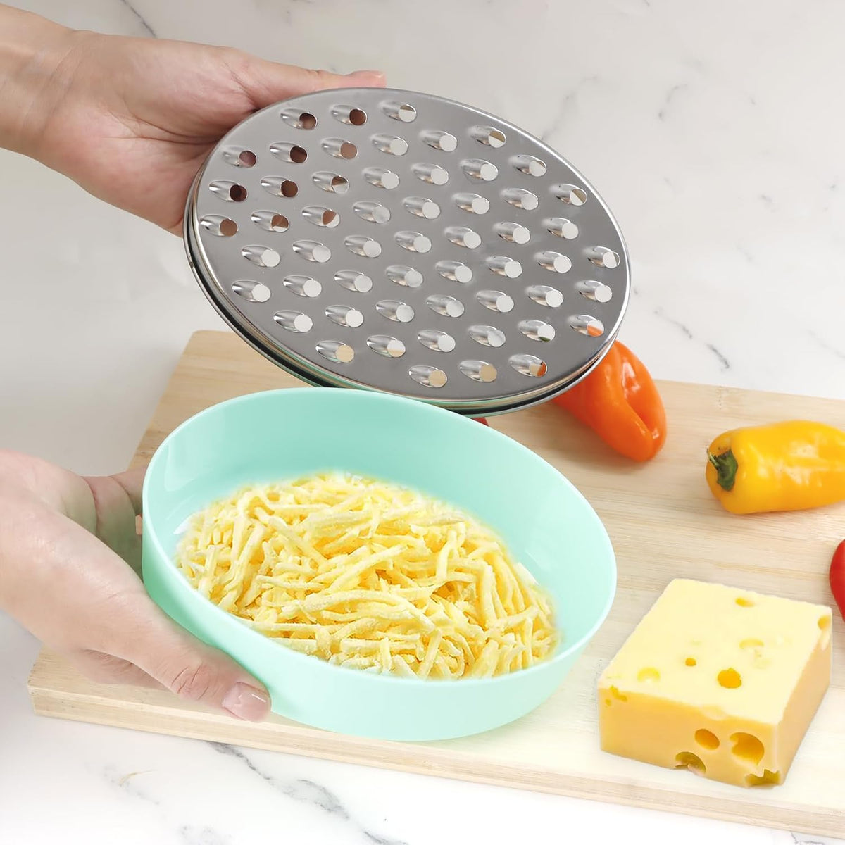 Cheese Grater Citrus Lemon Zester with Food Storage Container & Lid - Perfect For Hard Parmesan Or Soft Cheddar Cheeses, Ginger, Vegetables, Butter, Chocolate & Nutmeg (White)