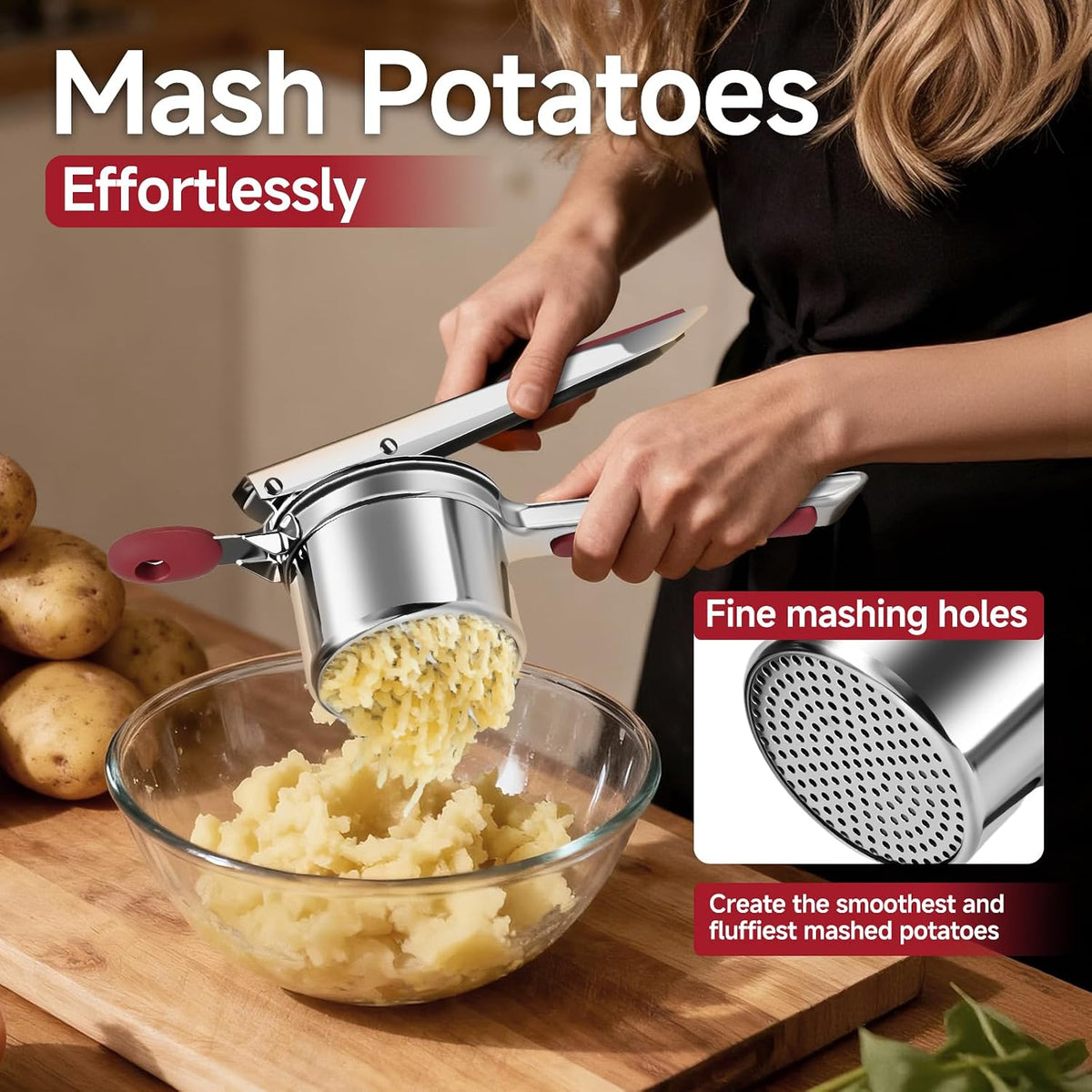 Potato Ricer for Mashed Potatoes-Stainless Steel 15oz