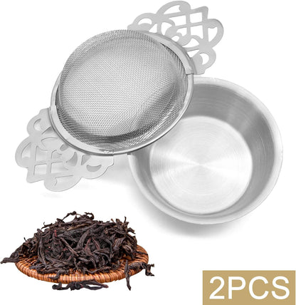 Tea Strainers with Drip Bowls, Gold, 2 Pack