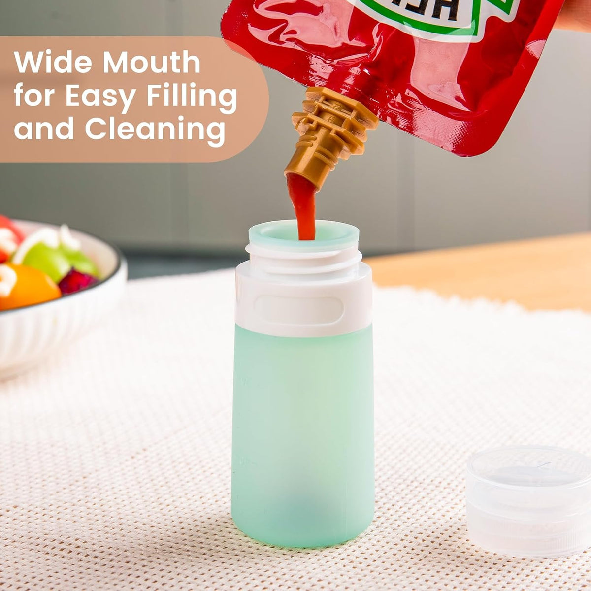 MICEBAY 2 oz Condiment Squeeze Bottles, Leakproof Salad Dressing Container