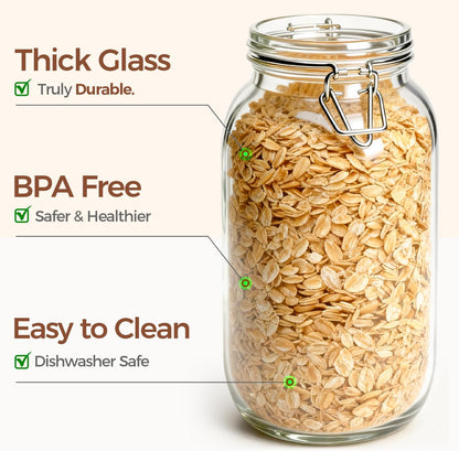 ComSaf Glass Pantry Jars with Airtight Lids 0.7 Gallon 2 Pack Wide Mouth | Flour sugar rice, Sourdough pickling, Pantry organization, Scoop included, Baking supplies, Bulk food storage, Large capacity