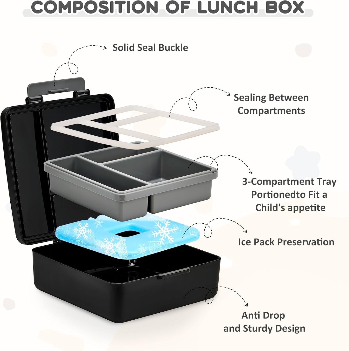 Pawtong Lunch Box Set with Bento Box Container, 17OZ Stainless Steel Food Soup Thermo, Kids Water Bottle & Portable Insulated Lunch Bag, Leakproof, Hot/Cold Retention for School, Travel (Purple-Horse)
