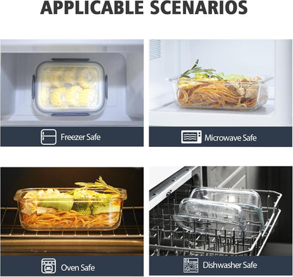 S SALIENT 18 Piece Glass Food Storage Containers with Lids, Glass Meal Prep Containers, food storage Containers for Food Storage, BPA Free & Leak Proof (9 lids & 9 Containers)