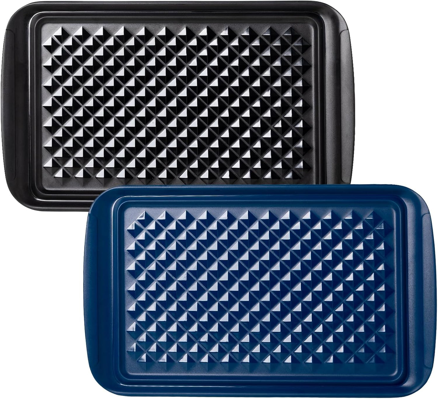 BBQ Tray for Raw Meat Prep and Cooked Food, Grill Prep and Serve Trays, Melamine Serving Trays and Platters for Food, Unbreakable Party Tray, Set of 2, Black and Red