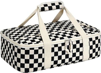 Insulated Casserole Carrier, Portable Casserole Carrier for Hot or Cold Food Lunch Tote Warmer or Cooler Bag, Lasagna Lunch Bag for Potluck Parties- Fits 9" x 13" Baking Dish-Charcoal Grey