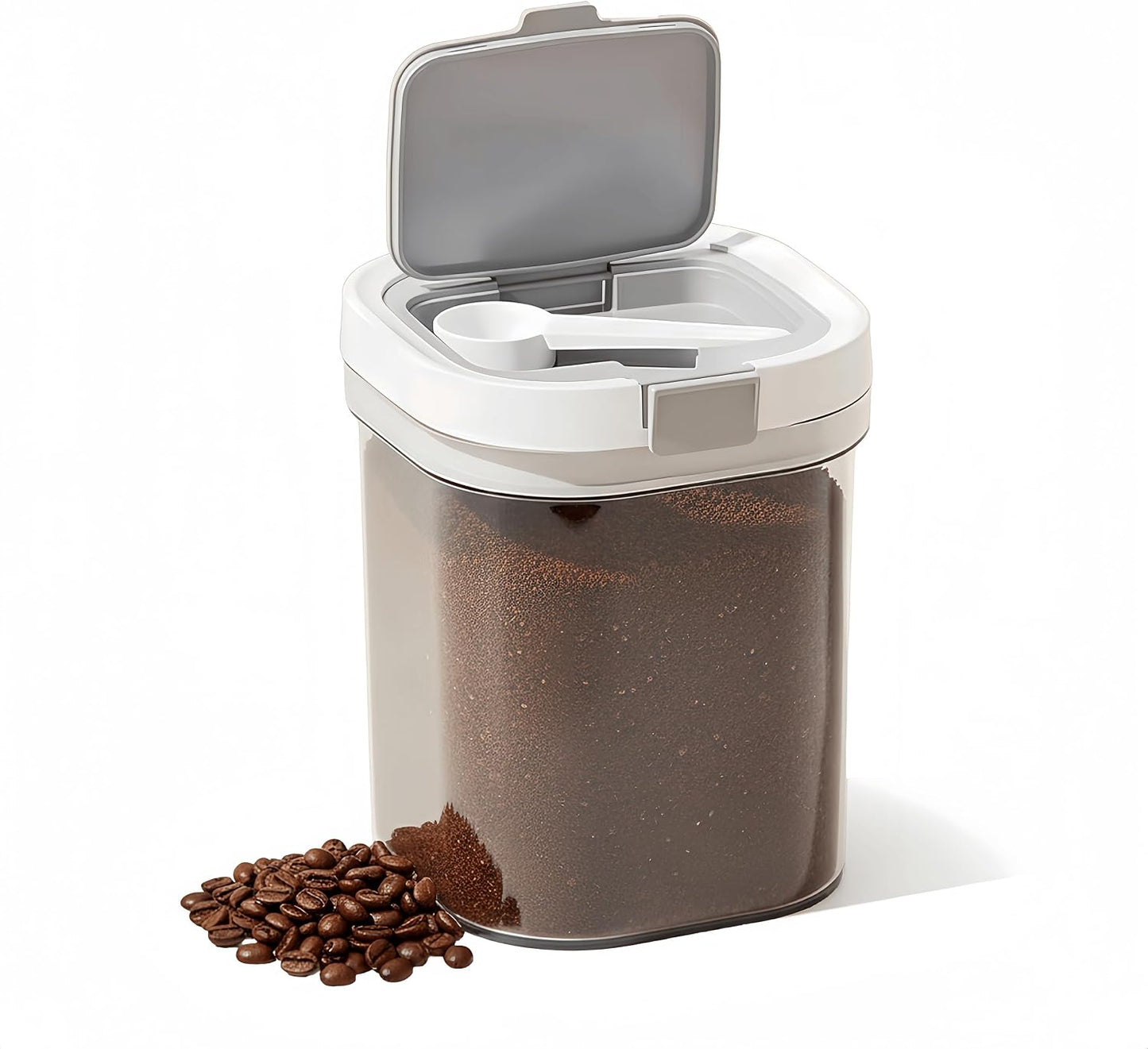 Airtight Brown Sugar Container with Spoon - 27 Fl Oz (800ml) Clear Storage Jar for Pantry - BPA-Free AS Material Perfect for Ground Coffee (Holds 12 oz Weight), Beans, Flour & Tea